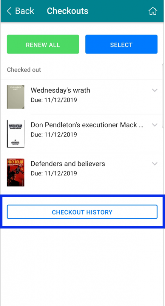 Select Checkout History button