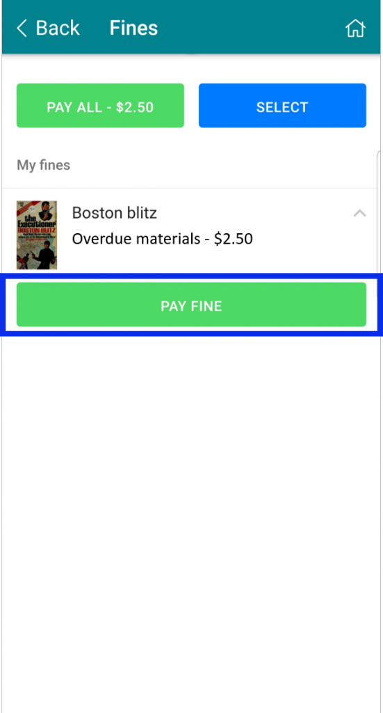 Select item and Pay Fine