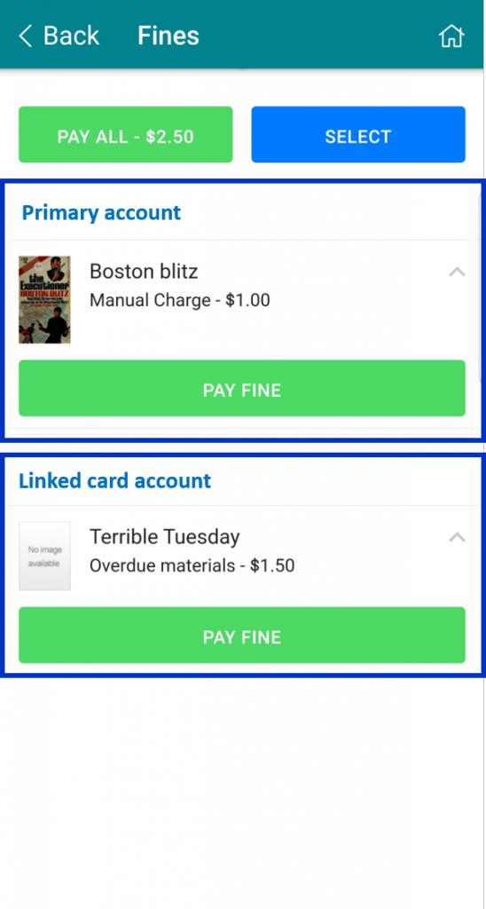 Primary card and linked card fines