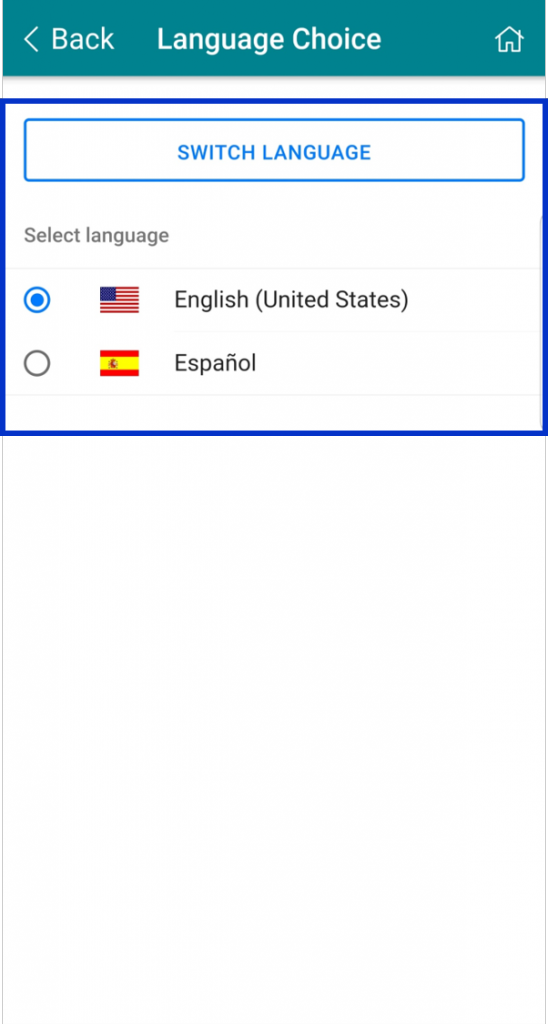 Select your preferred language