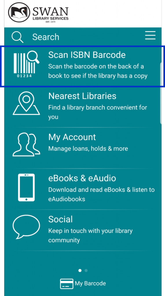 Scan ISBN Barcode on the home screen