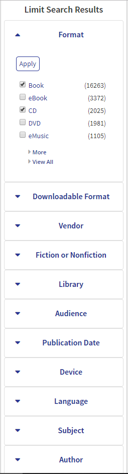 Limit search results by using a filter option