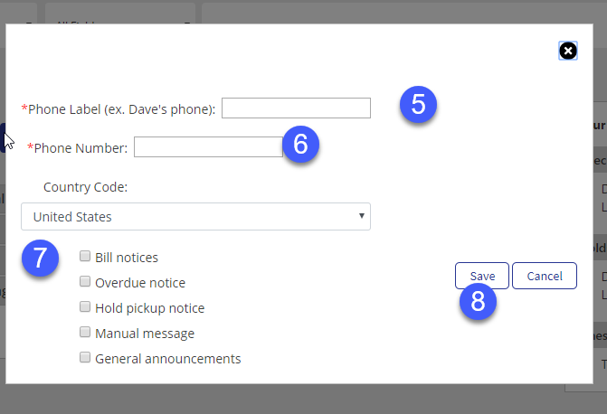 Adding a phone number for text messages.