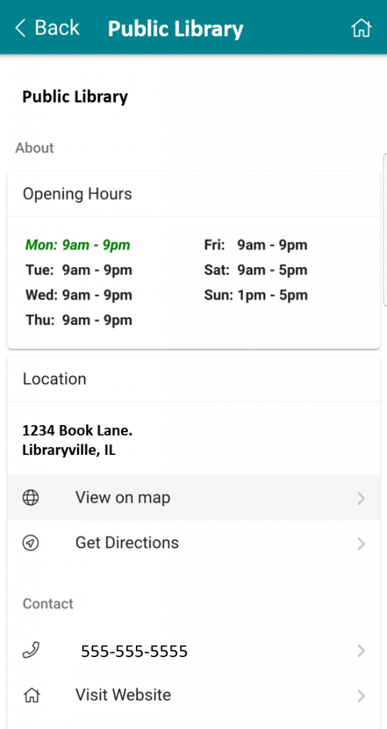 Library location information