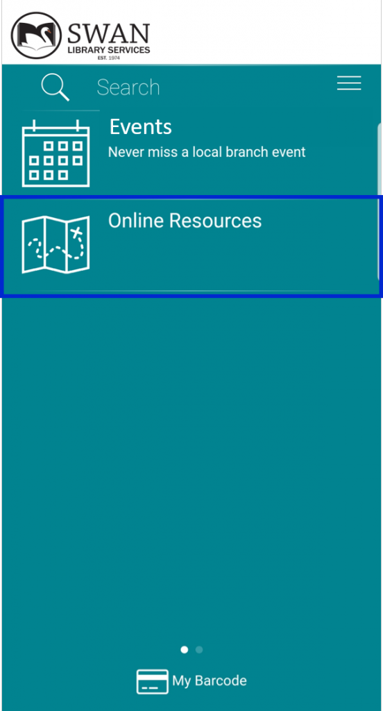 Select Online Resources from the home screen