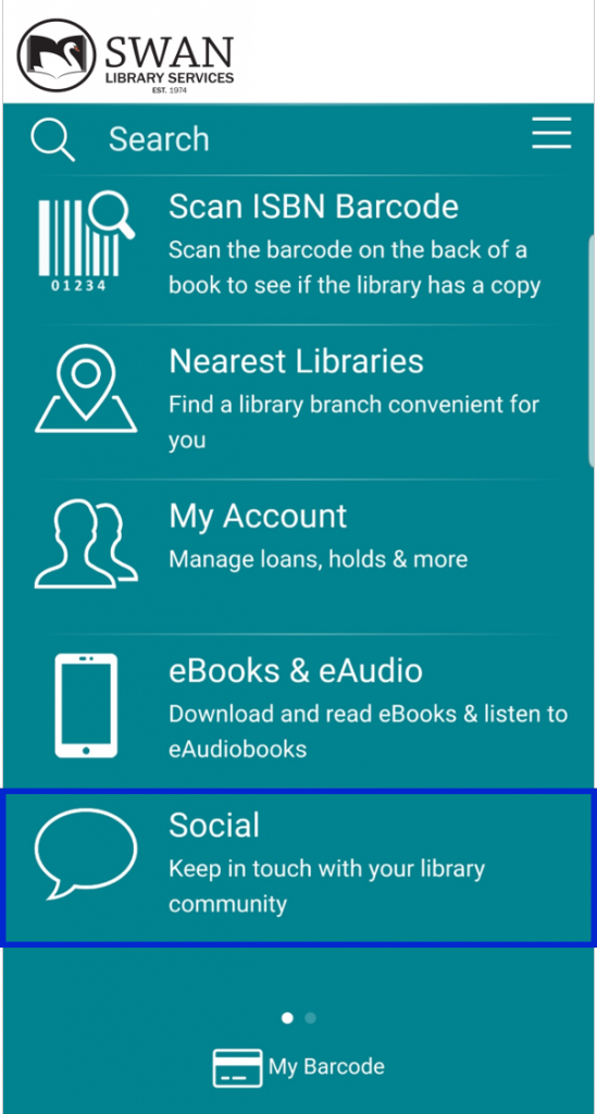 Select Social from the home screen