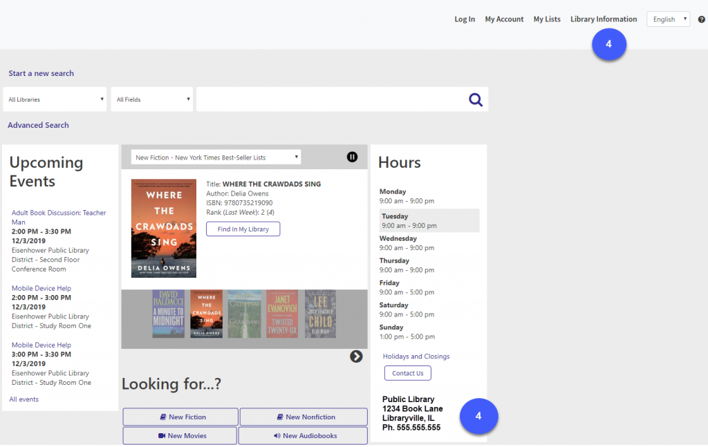 Contact your home library info
